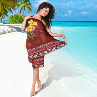 Aloha Plumeria Flowers Sarong With Hawaiian Style Tapa Tribal