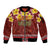 Aloha Plumeria Flowers Sleeve Zip Bomber Jacket With Hawaiian Style Tapa Tribal