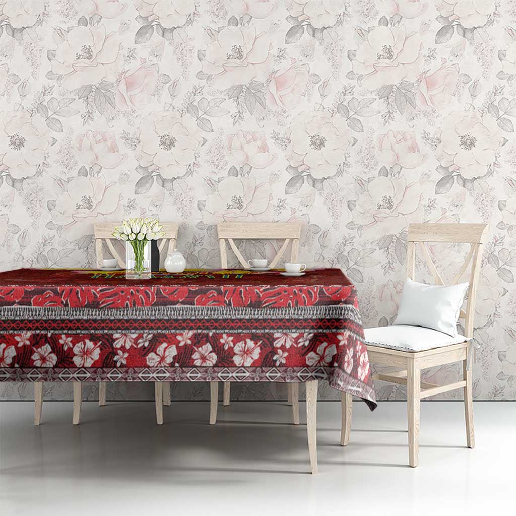 Aloha Plumeria Flowers Tablecloth With Hawaiian Style Tapa Tribal