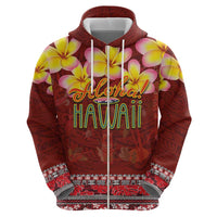 Aloha Plumeria Flowers Zip Hoodie With Hawaiian Style Tapa Tribal