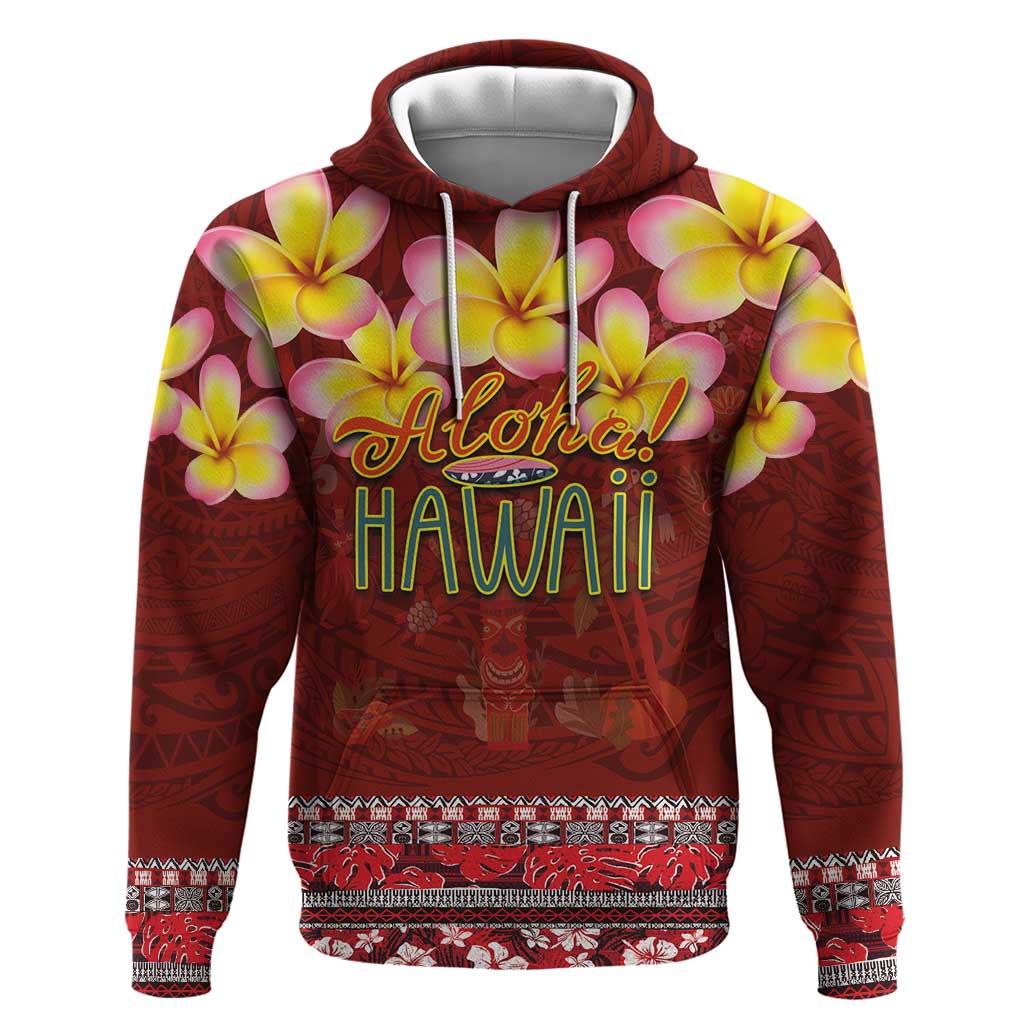 Aloha Plumeria Flowers Zip Hoodie With Hawaiian Style Tapa Tribal