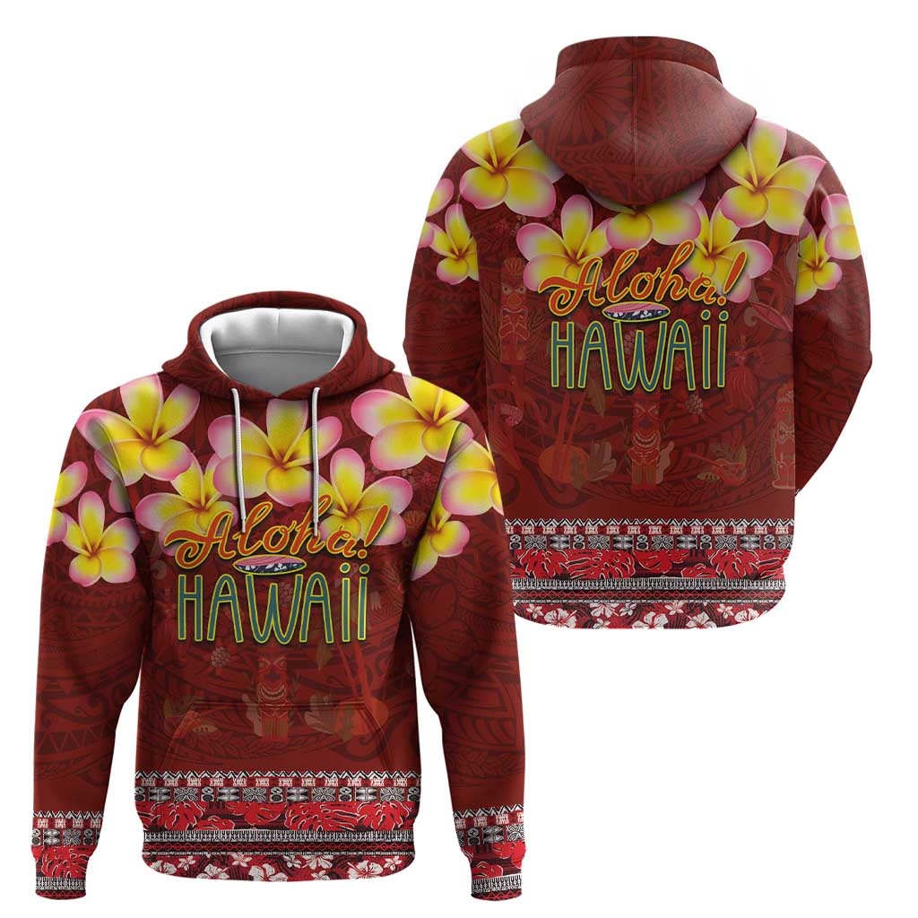Aloha Plumeria Flowers Zip Hoodie With Hawaiian Style Tapa Tribal