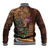 Hawaiian Tiki Mask Surfing Kakau Pattern Baseball Jacket