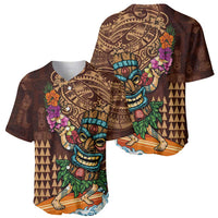 Hawaiian Tiki Mask Surfing Kakau Pattern Baseball Jersey LT03 - Polynesian Pride