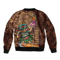 Hawaiian Tiki Mask Surfing Kakau Pattern Bomber Jacket