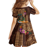 Hawaiian Tiki Mask Surfing Kakau Pattern Family Matching Summer Maxi Dress and Hawaiian Shirt LT03 - Polynesian Pride