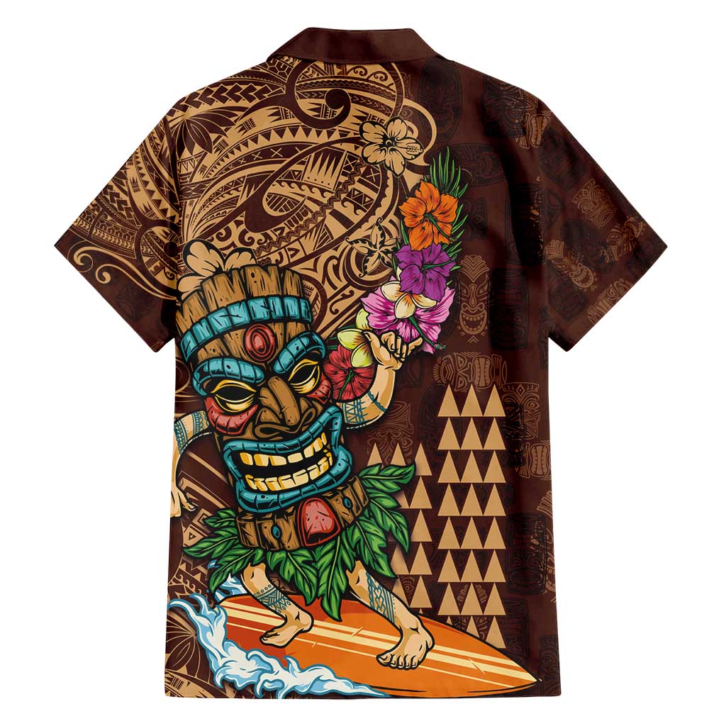 Hawaiian Tiki Mask Surfing Kakau Pattern Family Matching Summer Maxi Dress and Hawaiian Shirt LT03 - Polynesian Pride