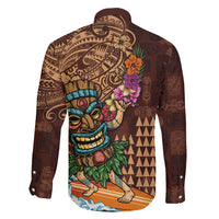 Hawaiian Tiki Mask Surfing Kakau Pattern Family Matching Summer Maxi Dress and Hawaiian Shirt LT03 - Polynesian Pride