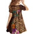 Hawaiian Tiki Mask Surfing Kakau Pattern Kid Short Sleeve Dress