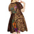 Hawaiian Tiki Mask Surfing Kakau Pattern Kid Short Sleeve Dress