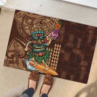 Hawaiian Tiki Mask Surfing Kakau Pattern Rubber Doormat