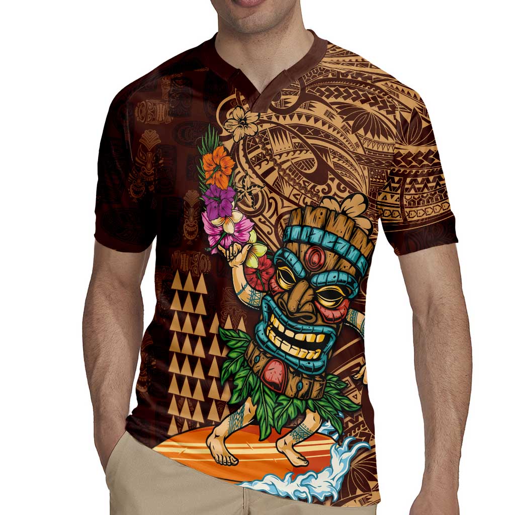 Hawaiian Tiki Mask Surfing Kakau Pattern Rugby Jersey