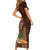 Hawaiian Tiki Mask Surfing Kakau Pattern Short Sleeve Bodycon Dress