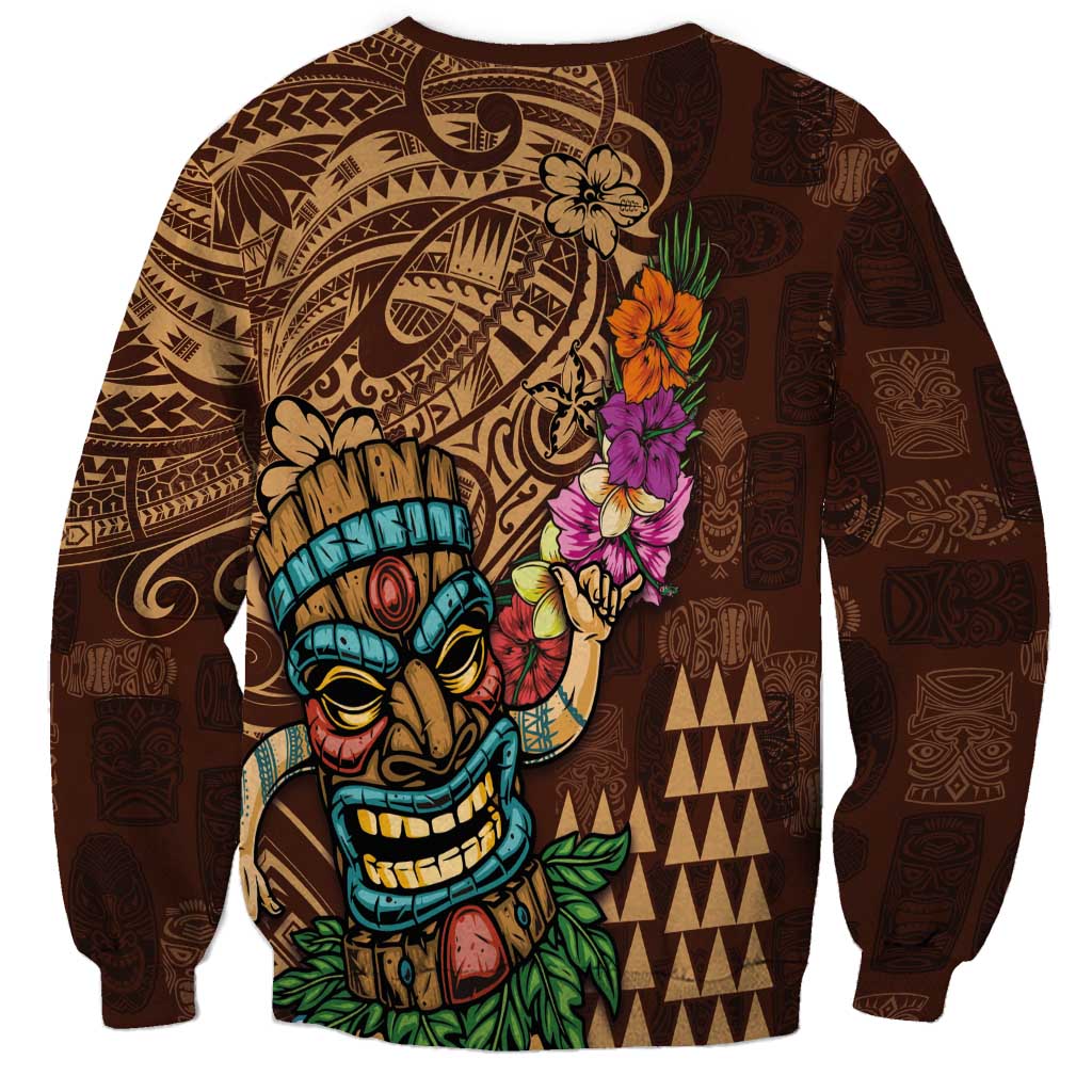 Hawaiian Tiki Mask Surfing Kakau Pattern Sweatshirt LT03 - Polynesian Pride