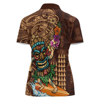 Hawaiian Tiki Mask Surfing Kakau Pattern Women Polo Shirt LT03 - Polynesian Pride