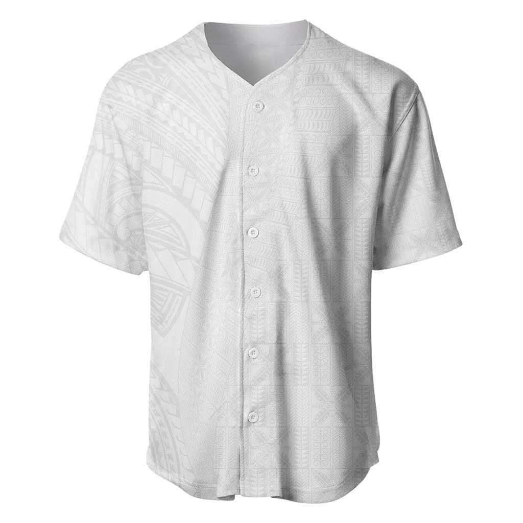 Niue White Sunday Baseball Jersey Hiapo Tribal Art Tattoos - Polynesian Pride