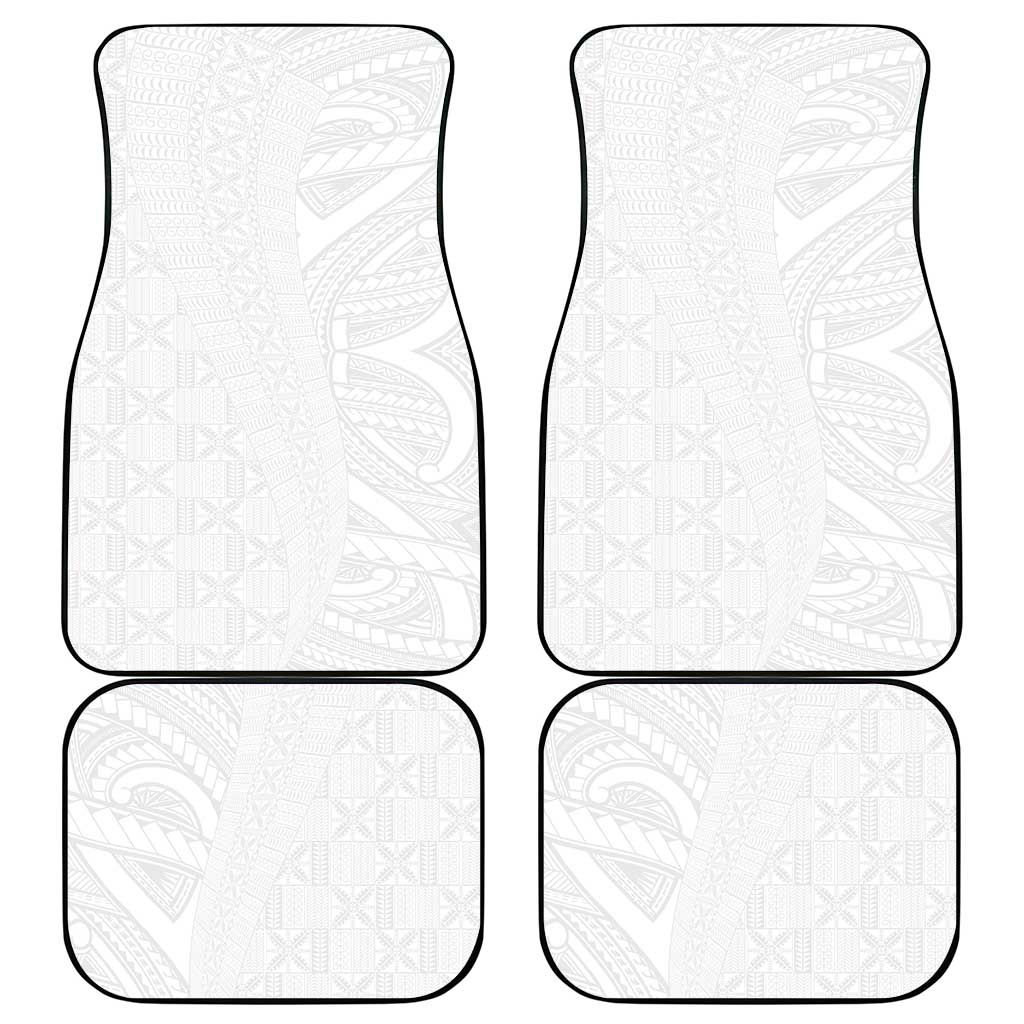 Niue White Sunday Car Mats Hiapo Tribal Art Tattoos - Polynesian Pride