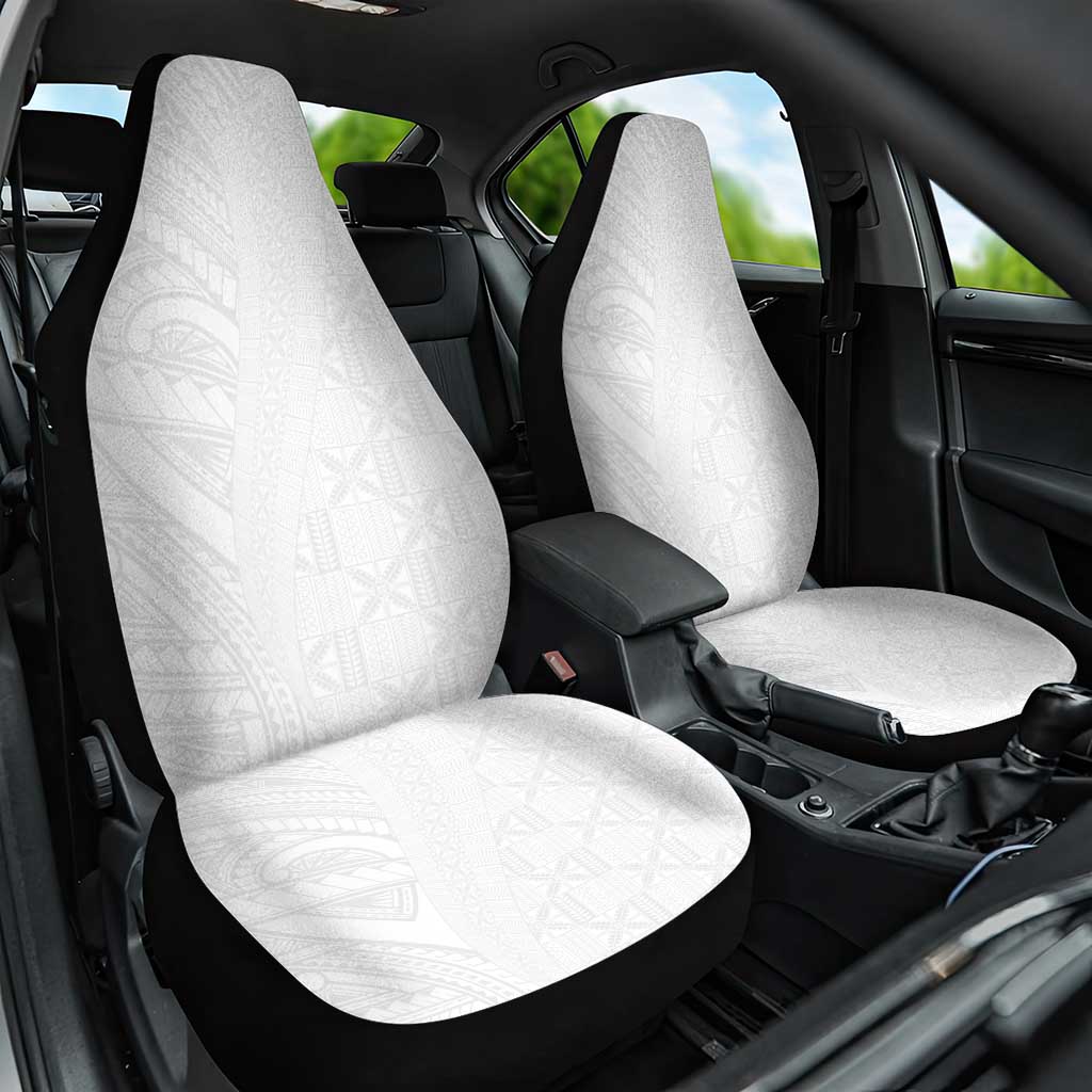 Niue White Sunday Car Seat Cover Hiapo Tribal Art Tattoos - Polynesian Pride