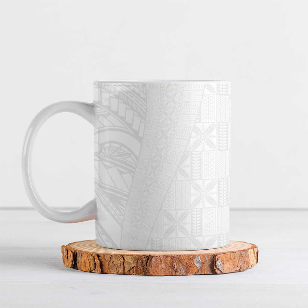 Niue White Sunday Ceramic Mug Hiapo Tribal Art Tattoos - Polynesian Pride