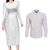 Niue White Sunday Couples Matching Long Sleeve Bodycon Dress and Long Sleeve Button Shirt Hiapo Tribal Art Tattoos - Polynesian Pride