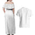 Niue White Sunday Couples Matching Off Shoulder Maxi Dress and Hawaiian Shirt Hiapo Tribal Art Tattoos - Polynesian Pride