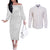 Niue White Sunday Couples Matching Off The Shoulder Long Sleeve Dress and Long Sleeve Button Shirt Hiapo Tribal Art Tattoos - Polynesian Pride