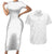 Niue White Sunday Couples Matching Short Sleeve Bodycon Dress and Hawaiian Shirt Hiapo Tribal Art Tattoos - Polynesian Pride