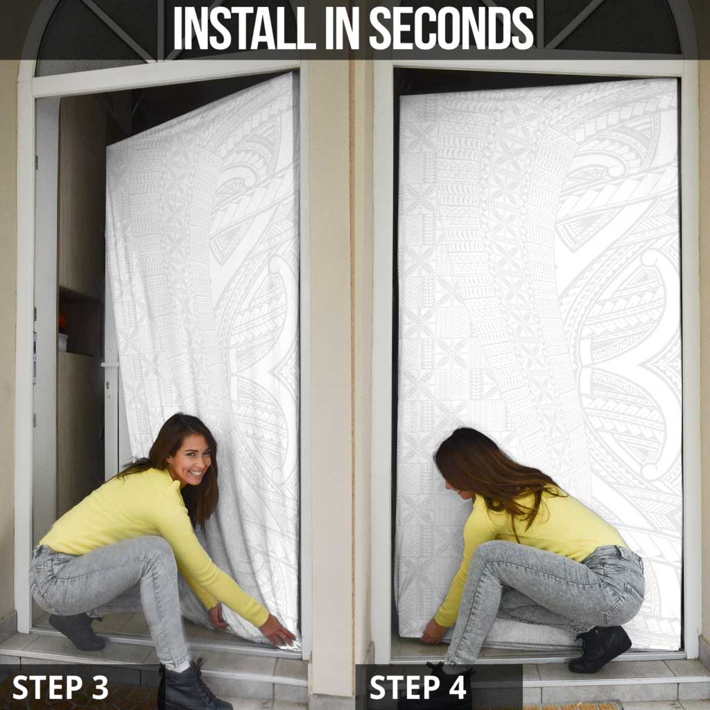 Niue White Sunday Door Cover Hiapo Tribal Art Tattoos - Polynesian Pride