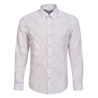 Niue White Sunday Family Matching Long Sleeve Bodycon Dress and Hawaiian Shirt Hiapo Tribal Art Tattoos - Polynesian Pride