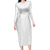 Niue White Sunday Family Matching Long Sleeve Bodycon Dress and Hawaiian Shirt Hiapo Tribal Art Tattoos - Polynesian Pride