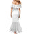 Niue White Sunday Family Matching Mermaid Dress and Hawaiian Shirt Hiapo Tribal Art Tattoos - Polynesian Pride