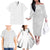Niue White Sunday Family Matching Off The Shoulder Long Sleeve Dress and Hawaiian Shirt Hiapo Tribal Art Tattoos - Polynesian Pride