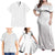 Niue White Sunday Family Matching Off Shoulder Maxi Dress and Hawaiian Shirt Hiapo Tribal Art Tattoos - Polynesian Pride