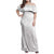 Niue White Sunday Family Matching Off Shoulder Maxi Dress and Hawaiian Shirt Hiapo Tribal Art Tattoos - Polynesian Pride