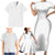 Niue White Sunday Family Matching Short Sleeve Bodycon Dress and Hawaiian Shirt Hiapo Tribal Art Tattoos - Polynesian Pride