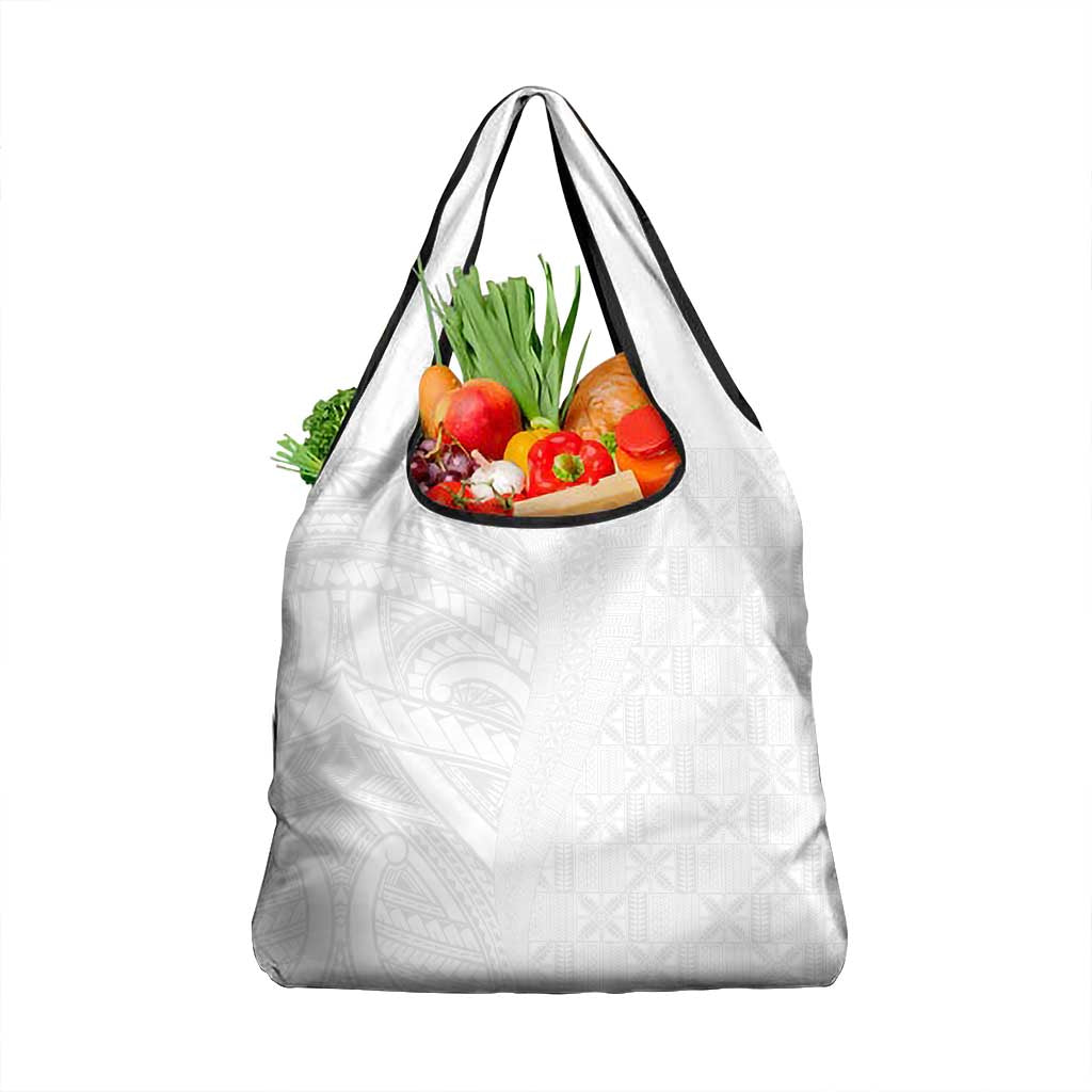 Niue White Sunday Grocery Bag Hiapo Tribal Art Tattoos - Polynesian Pride