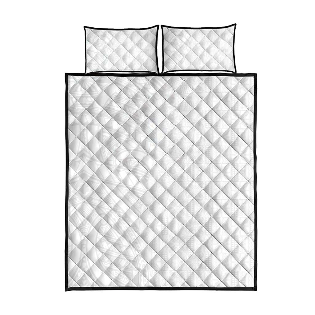 Niue White Sunday Quilt Bed Set Hiapo Tribal Art Tattoos - Polynesian Pride