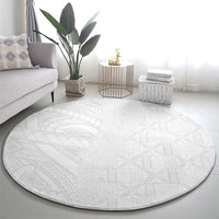 Niue White Sunday Round Carpet Hiapo Tribal Art Tattoos - Polynesian Pride