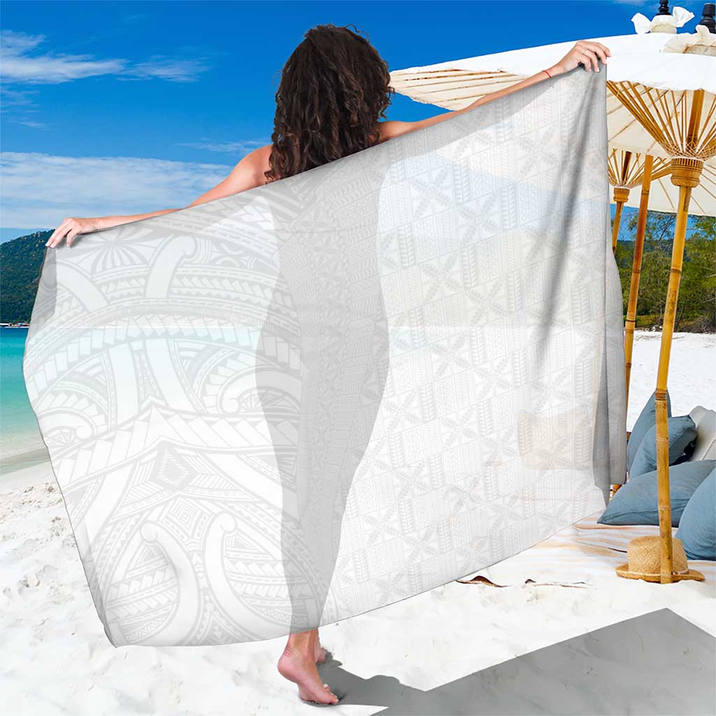 Niue White Sunday Sarong Hiapo Tribal Art Tattoos LT03 One Size 44 x 66 inches White - Polynesian Pride