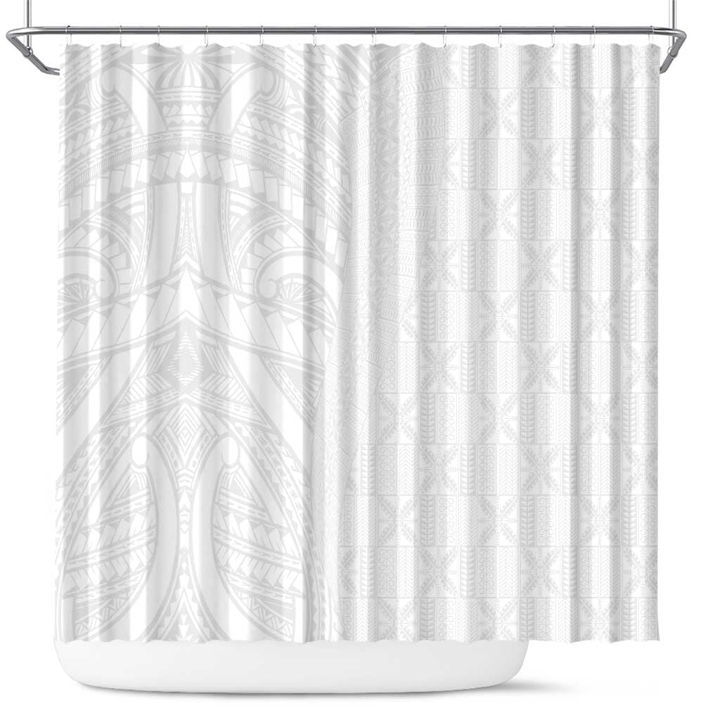 Niue White Sunday Shower Curtain Hiapo Tribal Art Tattoos LT03 White - Polynesian Pride