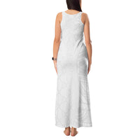 Niue White Sunday Tank Maxi Dress Hiapo Tribal Art Tattoos - Polynesian Pride