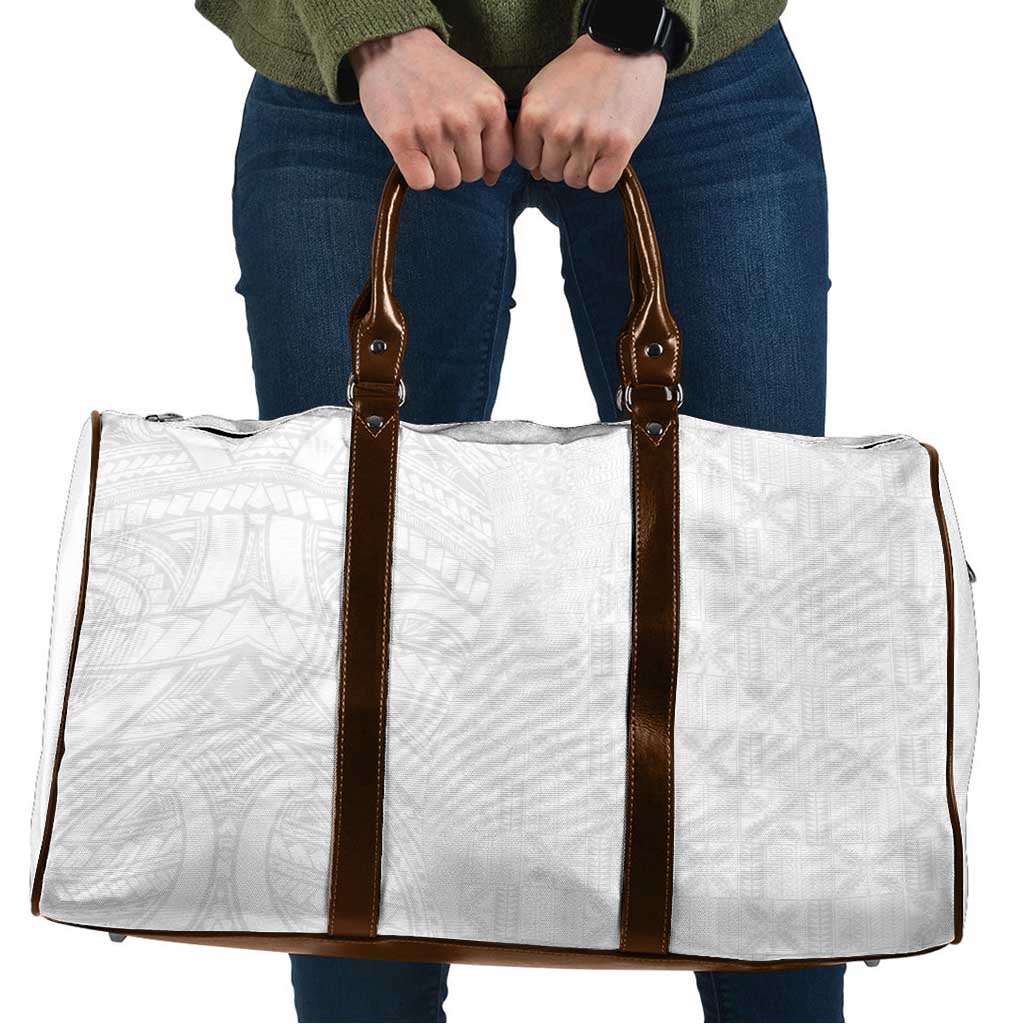 Niue White Sunday Travel Bag Hiapo Tribal Art Tattoos - Polynesian Pride