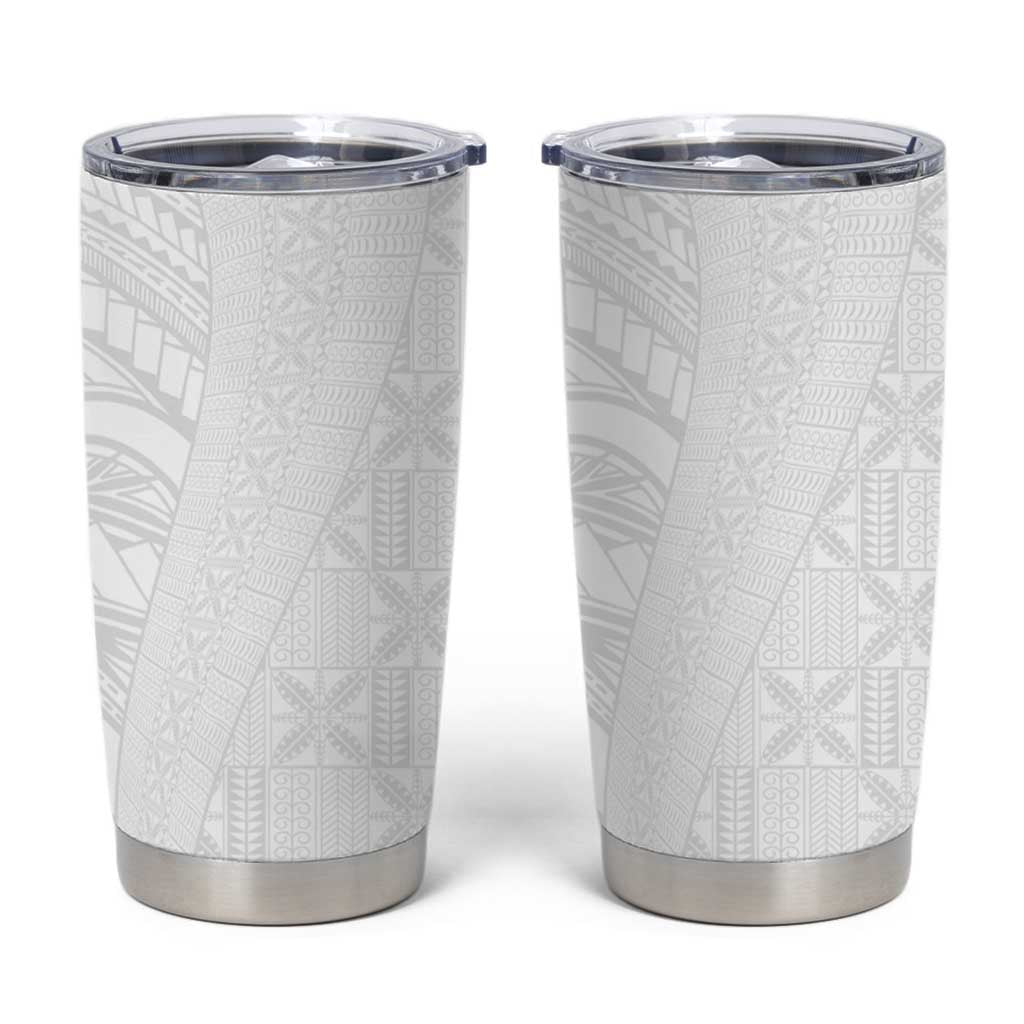 Niue White Sunday Tumbler Cup Hiapo Tribal Art Tattoos - Polynesian Pride