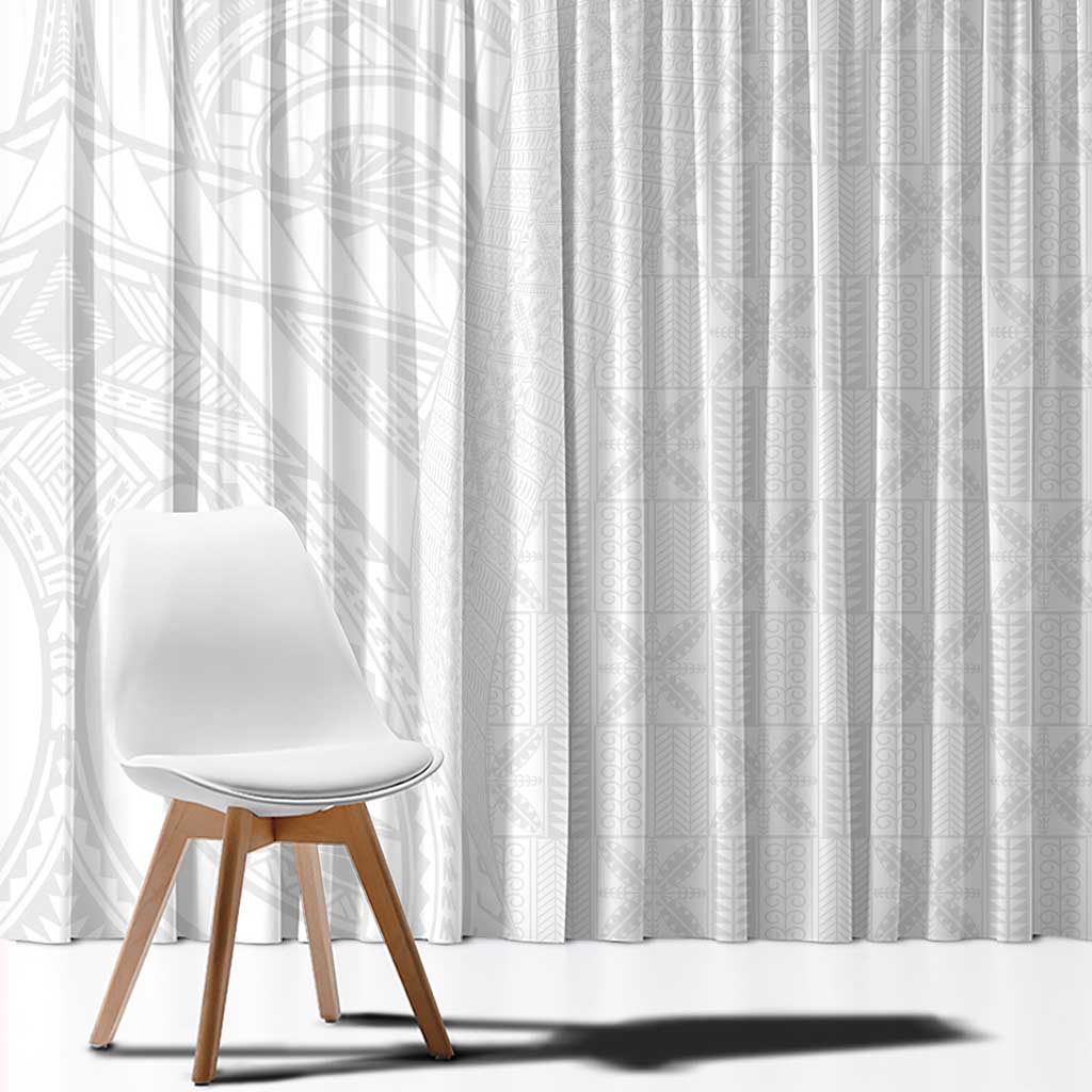 Niue White Sunday Window Curtain Hiapo Tribal Art Tattoos - Polynesian Pride