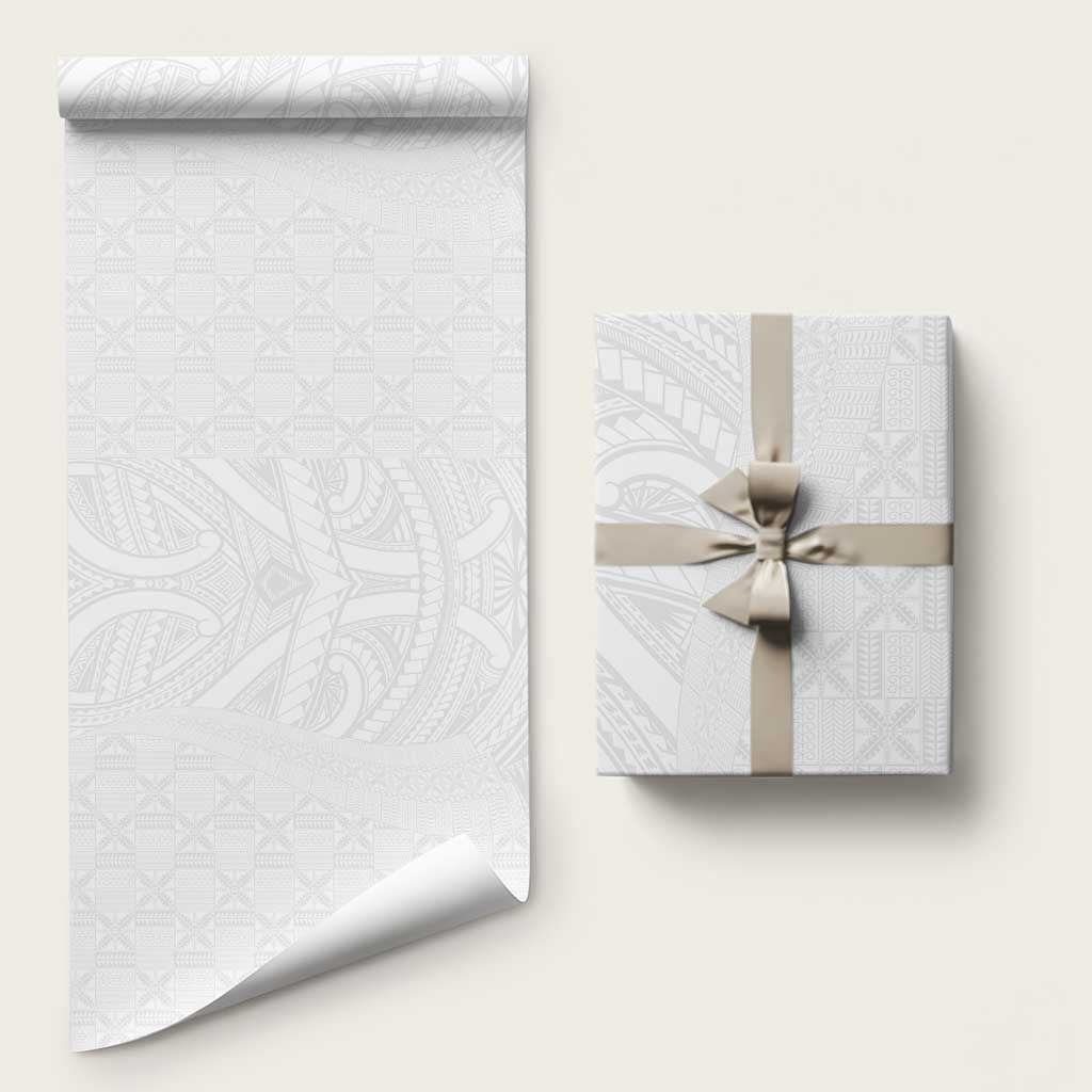 Niue White Sunday Wrapping Paper Hiapo Tribal Art Tattoos - Polynesian Pride