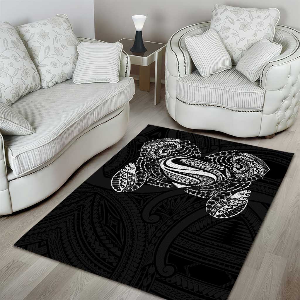 Super Samoan Traditional Tribal Art Tattoos Area Rug Black Color - Polynesian Pride