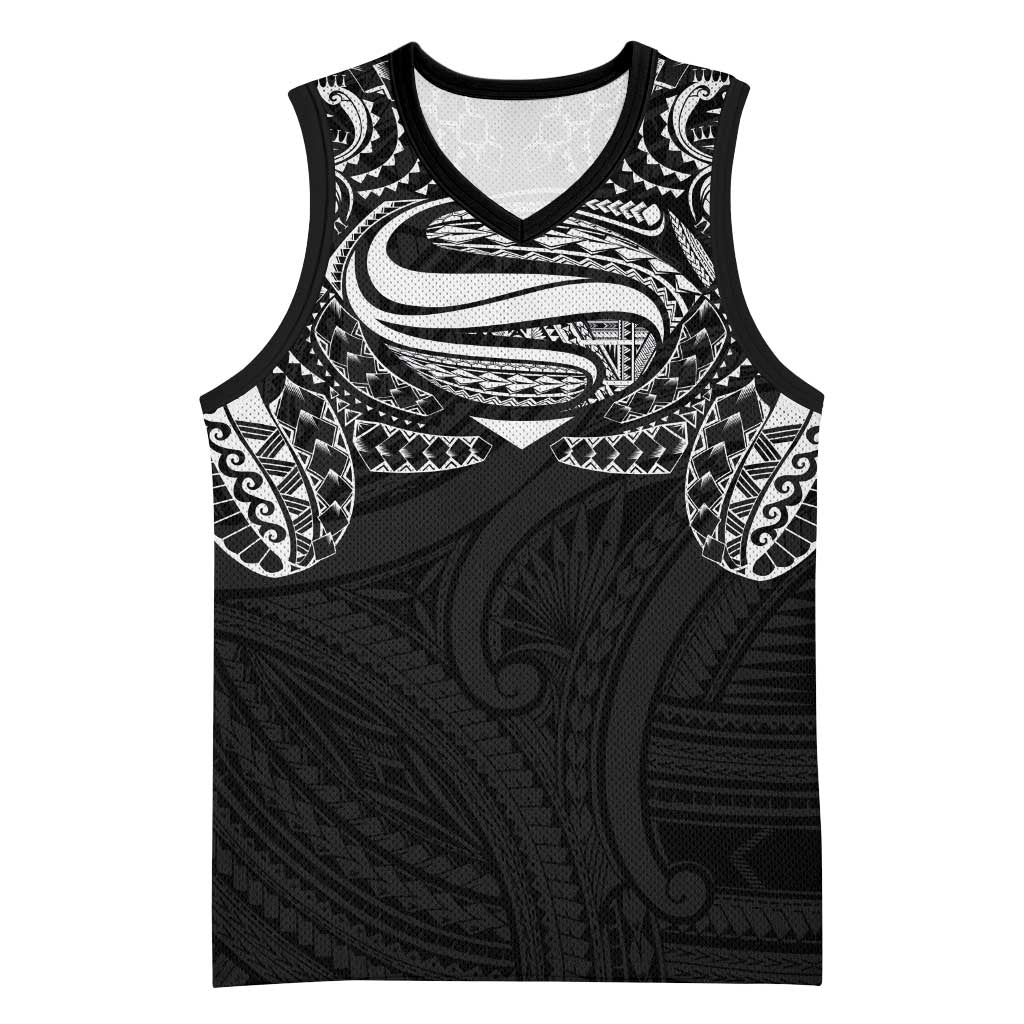 Super Samoan Traditional Tribal Art Tattoos Basketball Jersey Black Color - Polynesian Pride