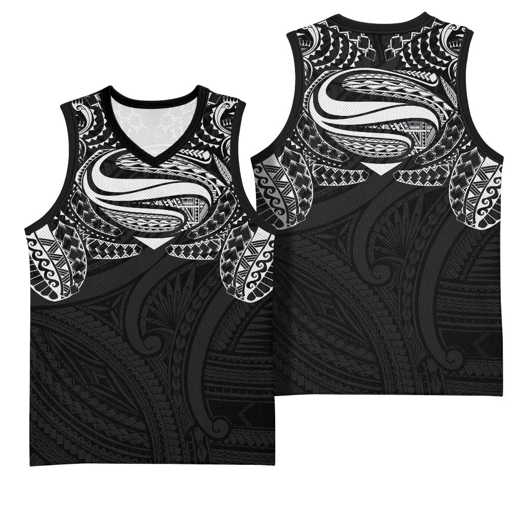Super Samoan Traditional Tribal Art Tattoos Basketball Jersey Black Color - Polynesian Pride