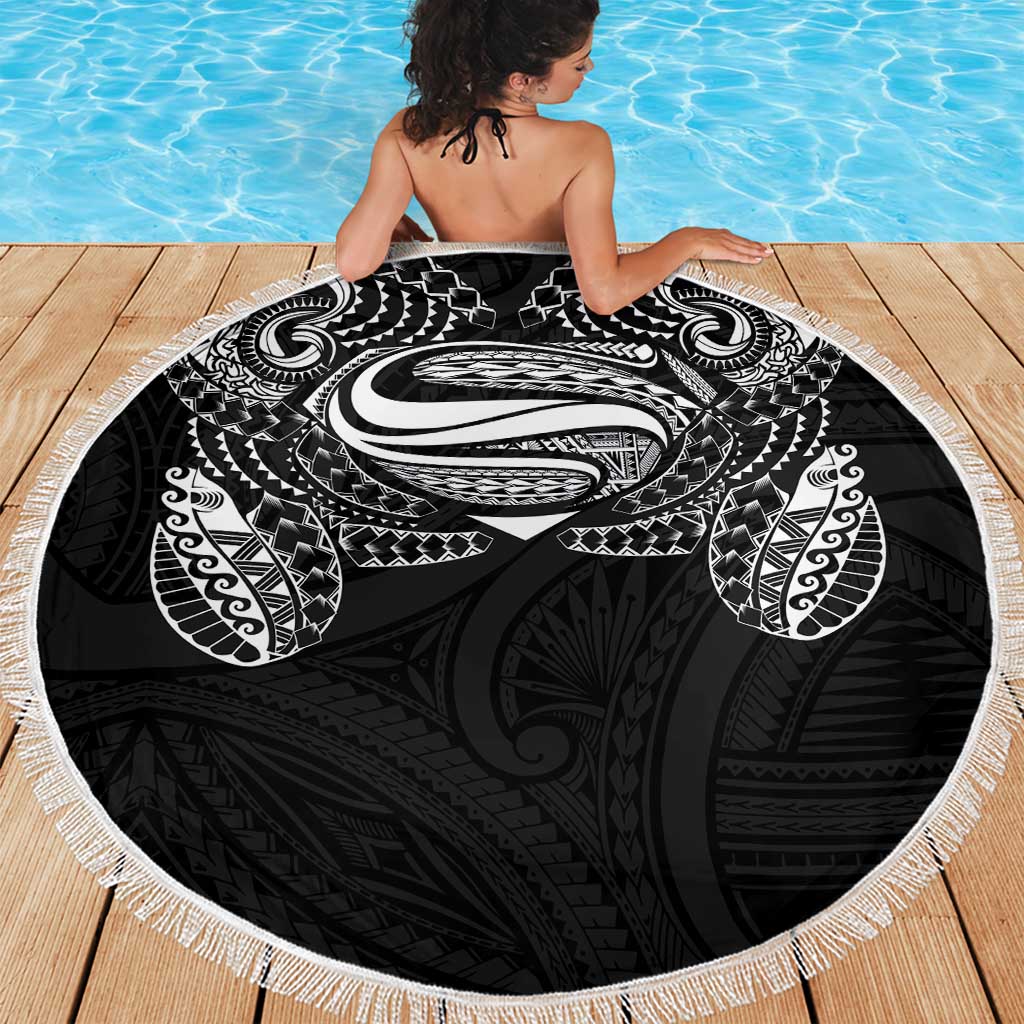 Super Samoan Traditional Tribal Art Tattoos Beach Blanket Black Color - Polynesian Pride