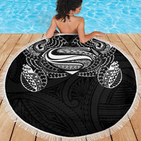 Super Samoan Traditional Tribal Art Tattoos Beach Blanket Black Color - Polynesian Pride